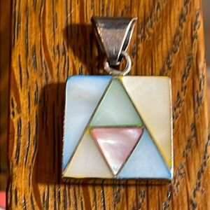 Sterling silver pendant with stone and mother of pearl inlay
